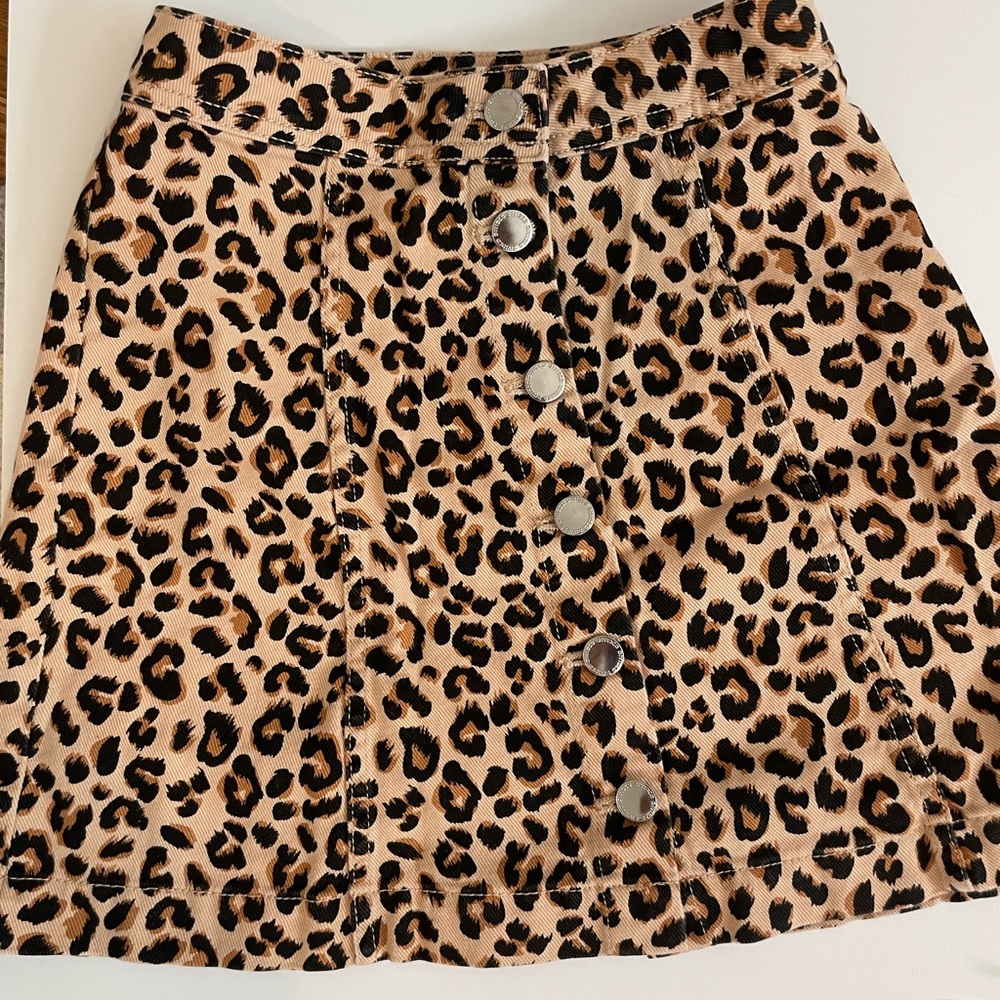 H and M cheetah mini skirt denim